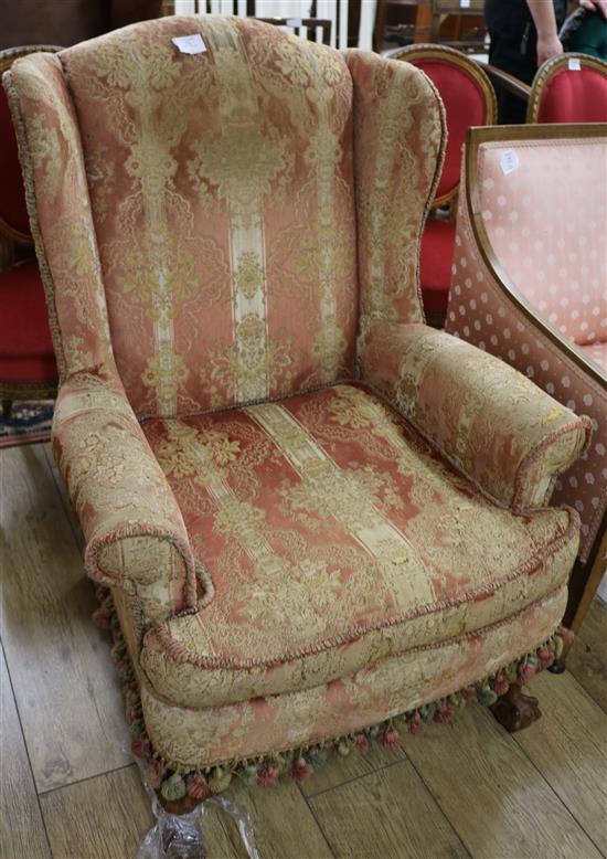 A Chippendale style mahogany wing armchair